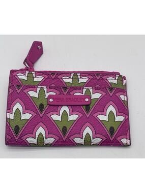 VERA BRADLEY ID Zip Case - Credit Cards - Clip Key Chain - Petite Pink PVC.